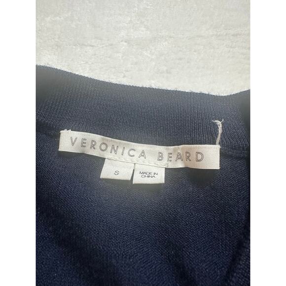 Veronica Beard Roscoe Merino Wool Navy Sweater with Striped Sleeves. Size Small - Picture 4 of 8